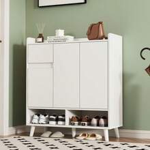 Modern Sideboard/Chest Of Drawers/Shoe Cabinet With Ample Storage Space, 4 Doors And 1 Drawer With An Adjustable Shelf For Dining Room, Living Room Or Kitchen, White - White - View 5