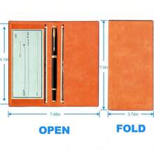 Premium Leather Checkbook Cover For Men And Women Checkbook Holder Wallet RFID Blocking - 橘色 - 查看 4