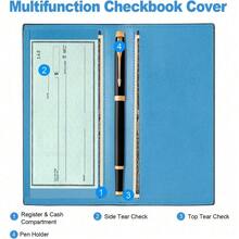 Premium Leather Checkbook Cover For Men And Women Checkbook Holder Wallet RFID Blocking - 藍衣學員 - 查看 2