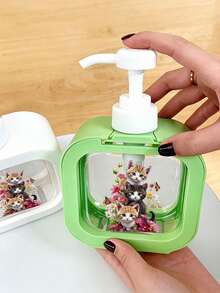 Cute Black Cat & Floral Soap Dispenser - Refillable Pump Bottle, Compact & Elegant, Suitable For Kitchen/Bathroom, Can Hold Dish Soap, Hand Wash, Lotion Etc. - Ideal Housewarming Gift For Cat Lovers, Spring Decor - Durable Plastic Material, Bathroom Accessory, Fun Design, Easy Pump, Home Decor - Multicolor - View 15