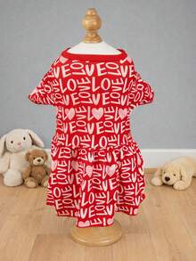 holdhoney 1 Piece Dog Dress – Pet Apparel For Small Dogs (Poodle/Teacup Breeds), Soft Comfortable Fabric Valentine's Day Love Print Pet Outfit, Cute Adorable Stylish Red Pet Clothing For Spring & Autumn, Perfect For Indoor Home Daily Wear, Photo Shoot Props & Valentine's Day Romantic Celebration, Fashionable Cozy Dog Costume – Sweet Love Pattern Pet Clothes To Keep Your Furry Companion Charming On Special Occasions - Red - View 11