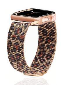 2pcs Leopard Print Watch Bands Compatible With IWatch 49mm 46mm 45mm 44mm 42mm 41mm 40mm 38mm, Metal And Silicone Strap Compatible With Apple Watch 49mm 46mm 45mm 44mm 42mm 41mm 40mm 38mm, Fashionable Smart Watch Bands For Apple Watch Series 11 SE3 10 9 8 7 6 5 4 3 2 1 Ultra3/2/1 - Leopard - View 3