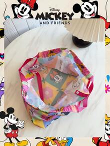 Disney 1pc Official Authorized Mickey Mouse Pattern Shopping Bag, Large Capacity Foldable Tote Bag, Drawstring Shoulder Bag, Lightweight Handbag, Suitable For Women/Girls Shopping, Daily Use, Fashion Accessory - Multicolor - View 6
