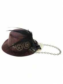 Feder Steampunk Mini Zylinder, Gothic Retro Kopfschmuck, Neuer Viktorianischer Ära Haarclip, Kleine Bowlingkugel Viktorianisches Kostümzubehör, geeignet als Foto-Requisite Geschenk für Mädchen, verwendbar für Hochzeiten, Bälle, Nachmittagstee-Partys. Dieser reizende kleine Hut verströmt einen Vintage Dekor: Leicht und elegant, sorgfältig gefertigt; einzigartige Verzierungen: schöne Silhouette, zeitlose Eleganz; Retro-Socialite-Stil: leicht und anmutig, Ballkleid-Garderobe neu definierend. - Verschiedenfarbig - Übersicht 5
