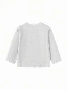 Balabala Unisex Kids Long Sleeve Tee, Crew Neck, Lightweight & Breathable Fabric, Soft Comfort, Spring Casual Wear - Light Gray - View 2