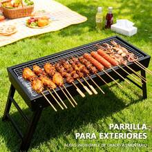 Parrilla portátil con soporte, perfecta para asar carnes, pescados y verduras; ideal para jardinería, camping y picnics. - Negro - Ver 1