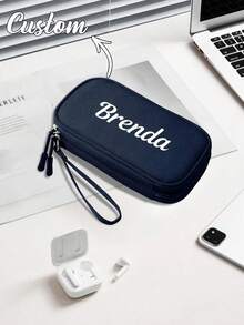 Customizable Digital Storage Bag,Personalized Electronics L Organizer, Mobile Phone Charger Data Cable Organizer Bag,Portable Travel Storage Bag, Multi-Functional Storage Bag, Customizable With Your Name, Large Capacity, Suitable For Daily Use, Commuting, Going To School, Going Out, And Traveling