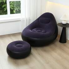 Inflatable Lazy Sofa Chair PVC Flocking Foldable Sofa With Slip-On Lunch Lounge Chair Set - Multicolor - View 5