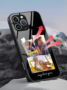 1pc Customized Photo Puzzle Personalized Text Black Full Coverage Shockproof Phone Case, Gift For Friends, Compatible With IPhone11/12/13/14/15/16/16pro/16promax/16plus/17/17pro/17promax/Air/Sxs25/S25ultra/S25Edge/A26/A36/A07/A17/S25FE/S26/S26plus/S26ultra/ Pixel 9A 5G/ Pixel 9/ Moto G85 - Black - View 4