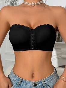 2件装（浅粉色+黑色）前扣式抹胸文胸，升级防滑硅胶，无钢圈无缝文胸（A-C罩杯） - 彩色 - 查看 4