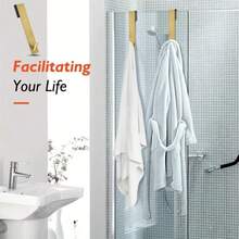 2pcs Stainless Steel Bathroom Frameless Glass Shower Door Hooks, Heavy Duty Clothes & Towel Hooks, Available In Silver, Black, Gold - Multicolor - View 10