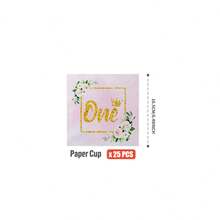 1 Conjunto de Coroa Floral Tema de 1st Aniversário Descartável Pratos, Guardanapos, Copos, Adequado para 25 Convidados, Pratos de Papel Descartáveis Suprimentos de Festa para Aniversário, Casamento, Festa Temática, Piquenique Familiar - Multicolorido - Visão 12