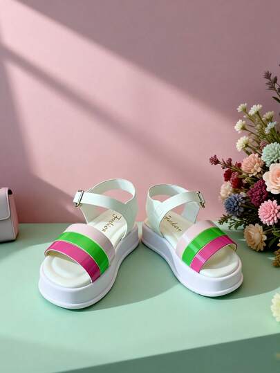 2026 Summer New 3-12 Years Old Girls Sandals, Pink Green White Vacation, Infant Shoes