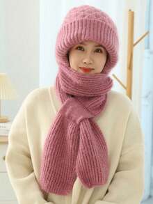 1 Set Women's Hat And Scarf - 2-In-1 Winter Hat With Elastic Stretch Design, Soft And Warm Fabric, Suitable For Cold Weather, Skiing, Commuting - Versatile Clothing Accessory, Winter Hat, Cold Weather Gear, Fashionable Headwear, Comfortable Material, Outdoor Enthusiasts, Ski Headwear, Stylish Headpiece, Breathable Fabric, Outdoor Lovers Cold Weather Outfit Women Valentines Gift - Multicolor - View 9