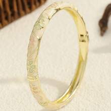 Flower Enamel Bracelet For Women Bohemian  Cloisonne Bracelet Gold Color Plated Bangle Vintage Luxury Jewelry Gifts - màu xanh lá - Xem 7