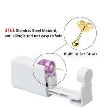 Kit de perforación de oreja desechable de 1/2/4/6/8 piezas con aretes incorporados - Dorado - Ver 5