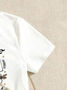 Girls Cartoon Print T-Shirt And Layered Mesh Skirt - White - View 4