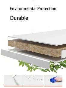 1件装壁挂式储物架，无需钻孔的木质分隔架，客厅壁挂式展示架，宿舍厨房收纳木板 - 白色 - 查看 8