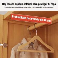 Armario Ratán 3 Puertas con Perchero y Pantalonero 90cm | Apartamentos Pequeños | Armario Multifuncional | Ahorra Espacio - Marrón - Ver 6