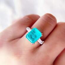 1pc Elegant Minimalist Style Women's Ring With Embedded Aquamarine Cubic Zirconia, Suitable For Daily Wear
