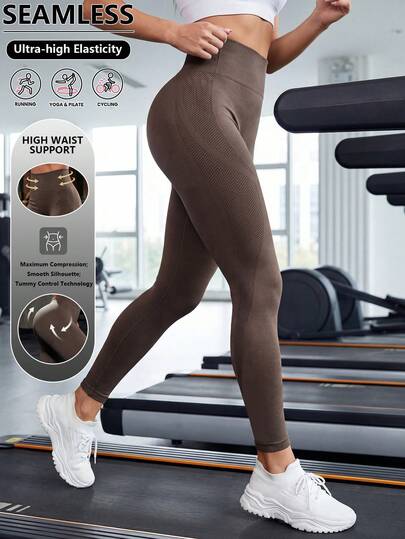 Women's High Waist Leggings Soft Stretch Tummy Control Sports Yoga Running Pants One Size And Plus Size