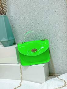 1pc Girl's Patent Leather Crossbody Bag & Coin Purse, Fluorescent Leather Surface, Fashionable Yet Playful, Great Gift - Multicolor - View 7