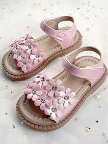 1 Pair New Fashion Children Sandals, Stylish Sandals, Girls' Choice, Shiny Diamond Sandals, Bohemian Style, Perfect Design Sandals, Fashionable And Comfortable Versatile Sandals - Pink - View 4