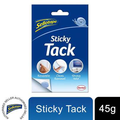  Sellotape Sticky Tack Reusable Blue Adhesive 45g For Home And Office Use, Ideal For Posters, Decorations And Lightweight Mounting Without Damage