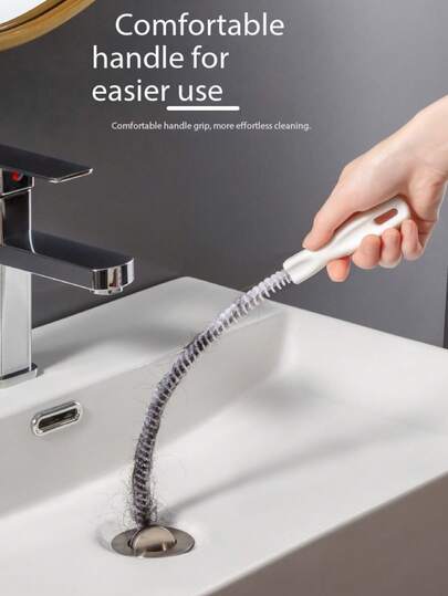 Set de 4 piezas de herramientas para limpiar desagües (con gancho de almacenamiento), que incluye serpiente de desagüe flexible y cepillo, atrapapelos para el fregadero, efectivo para capturar el cabello y limpiar los desagües, adecuado para la cocina y el baño