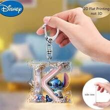 2D Printed 1pc Disney Stitch Acrylic Keychain, 26pcs English Alphabet, Featuring Stitch & Angel Cartoon Design, Cute Kawaii Bag Charm, Car Key Chain, Letter Spelling Pendant, Perfect Birthday Gift, Ideal For Disney Stitch Fans, Valentine's Day Gift, Ramadan Gift - Multicolor - View 34
