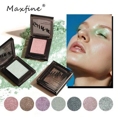 Maxfine Sombra de ojos con perlas de 7 colores, maquillaje de ojos impermeable, sombra de ojos de alto brillo, maquillaje de ojos ahumados, sombra de ojos mate perlada, sombra de ojos de larga duración impermeable y resistente al sudor, sombra de ojos con brillo metálico, maquillaje de ojos de alto brillo