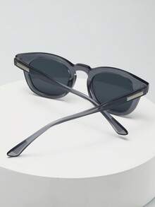 1 st. unisex retro ovala små bågar minimalistiska snygga modeglasögon, lämpliga för resor, fritid, fest, vardagsbruk - grå ram svart och grå bit - Visa 3