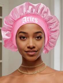 1 /2PCS Hair Basic Satin Bonnet 12 Constellations Personalization Printed Satin Wide-Brimmed Elastic Sleep Cap Hat Satin Hair Cap(Random Printing Pattern) - Green Sm12 - View 7