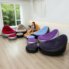 Inflatable Lazy Sofa Chair PVC Flocking Foldable Sofa With Slip-On Lunch Lounge Chair Set - Multicolor - View 7