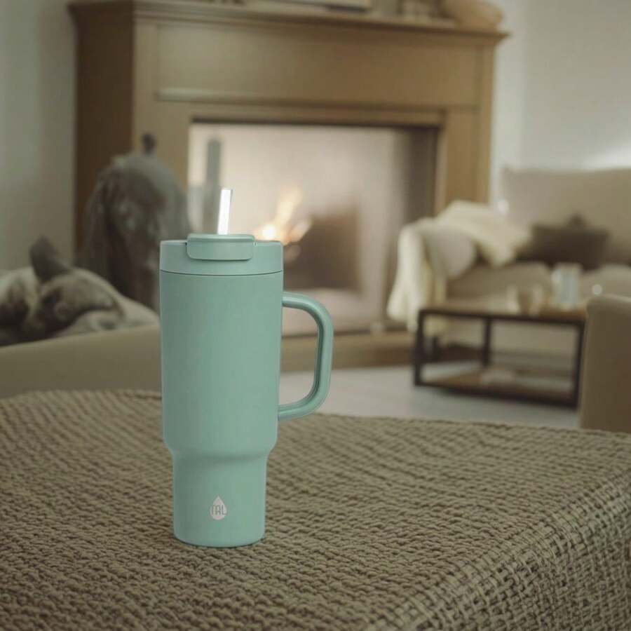 40-Ounce Stainless Steel Tumbler With Built-In Straw, Sage Green - Multicolor - View 1