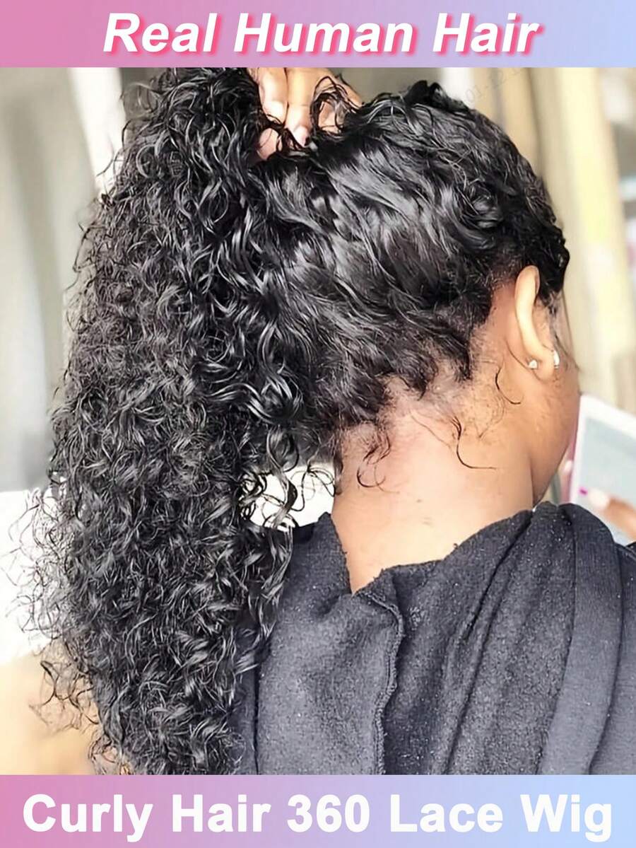 360 Lace Front Wigs Human Hair Deep Wave Glueless Wigs Pre Plucked With Baby Hair 360 Full Lace Frontal Curly Human Hair Wig With Adjustable Straps For Women - SNatural - View 1