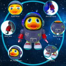 2-8岁儿童跳舞太空鸭玩具：可爱唱歌走路鸭，带音乐和LED灯 - 理想的生日礼物，益智玩具 - 藍色 - 查看 6