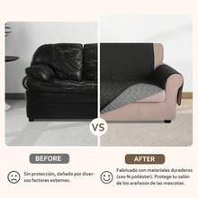 AMOROSA 3 Piezas Cubre Sillones para Sala de Diseño Doble Cara,Protector de Sofá de Resistentes y Durables,Fresco y Ligero para Sofás de 1 2 y 3 Plazas Sala Estilo Moderno Uso Todo el Año Decoración de Hogar-Gris/Negro - Gris/Negro - Ver 6