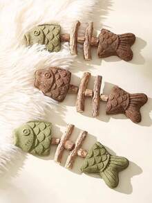 1个鱼骨形猫玩具，猫咪磨牙棒，耐用猫抓棒，猫咪互动玩具 - 魚骨頭 - 查看 6