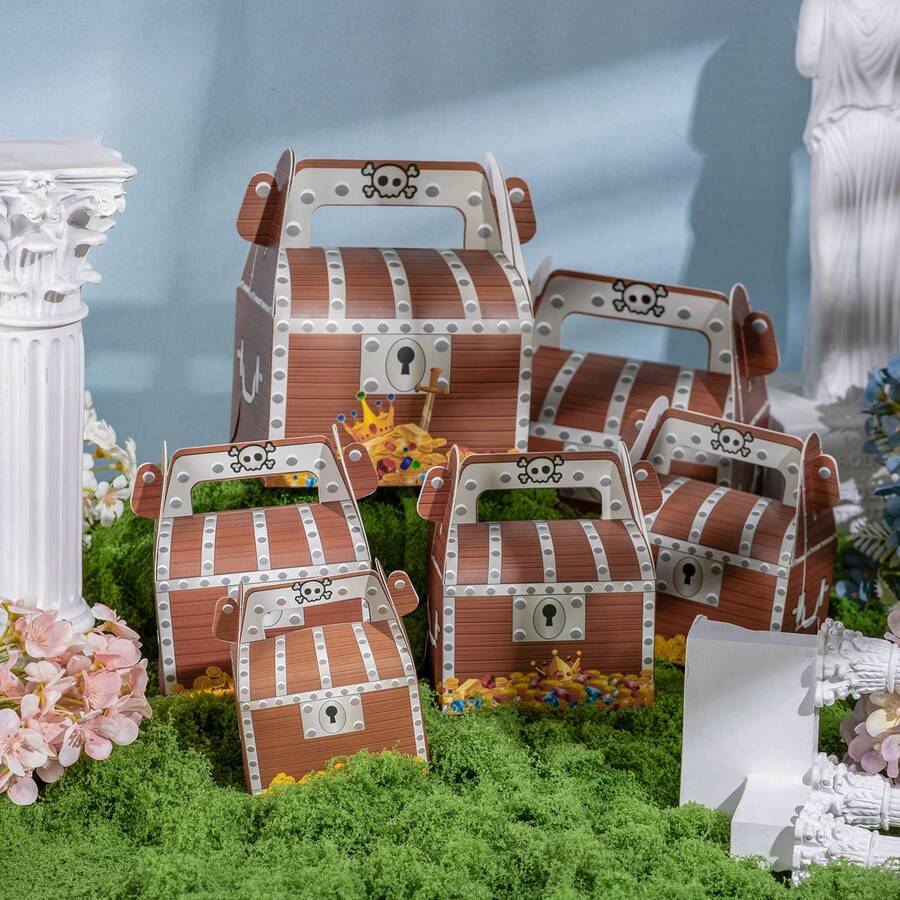 Hộp kẹo giấy hình kho báu cướp biển cỡ nhỏ/vừa/lớn (12/24 chiếc) - Thích hợp cho Giáng sinh, tiệc sinh nhật chủ đề cướp biển, họp mặt ở trường mẫu giáo, tiệc sinh nhật Giáng sinh và nhiều dịp tiệc tùng khác, tiệc theo phong cách retro và quà sinh nhật cho trẻ em.