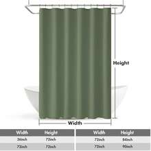 1pc Thick Waterproof Shower Curtain, Gray-Green Faux Linen Shower Curtain With Metal Hooks - Thick, Quick-Dry Fabric For Bathroom Privacy And Decor - Green - View 5