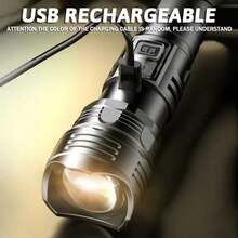 Linterna Led de alta potencia, linterna recargable por USB con pantalla, luz con zoom y batería, linterna para acampar y senderismo, lámpara de emergencia - P50 - Ver 6