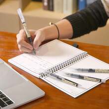 速干签名凝胶笔，黑蓝墨水，学校/办公室圆珠笔，文具，学生走珠笔，直通式液体圆珠笔，大容量圆珠笔，水性签名笔，黑色，学习用品 - 彩色 - 查看 4