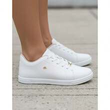 Tênis Feminino Branco Confortável Casual Sintético Estiloso - Branco - Visão 4