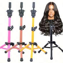 Adjustable 23-Inch Mini Wig Stand Tripod - 5 Colors High Quality Metal, Portable Foldable Design Suitable For Mannequin Head, Professional Wig Making And Styling, Adult - 23inch - View 4