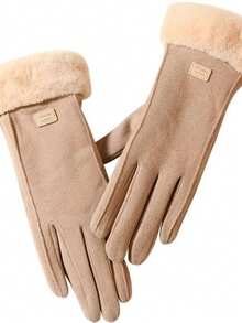 1 Pair Of Fleece-Lined Women's Cycling Gloves, Warm Cycling Gloves For Winter. - Grey - View 5
