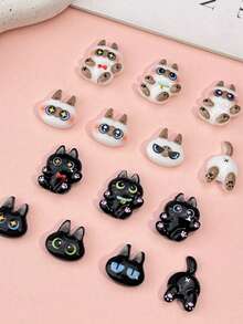 30个/60个3D暹罗猫美甲装饰品 - 可爱黑白小猫咪底部树脂装饰，DIY美甲及手工配件 - 彩色 - 查看 7