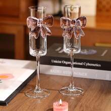 2PCS Butterfly Shaped Champagne Cup Set Glass Butterfly Tall Cup Party Date Champagne Cup Home Crystal Cup Pair - Multicolor - View 6