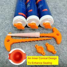 3个耐用防漏玻璃胶密封盖 - 无滴漏填缝枪密封盖、硅胶密封盖、密封盖、硅胶密封喷嘴清洁工具 - 彩色 - 查看 1