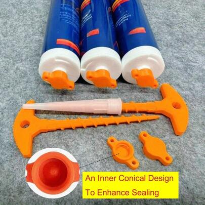 3pcs Durable Leak-Proof Glass Glue Sealant Caps - No Drip Caulk Gun Sealant Caps, Silicone Sealant Caps, Sealant Caps, Silicone Sealant Nozzle Cleaning Tool